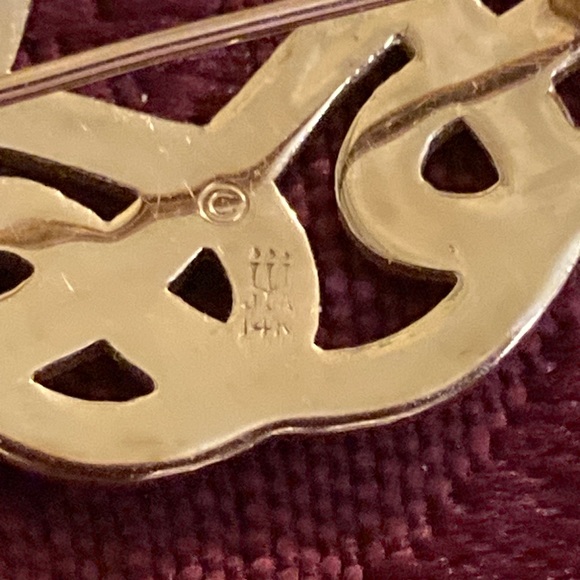 14K GOLD JAMES AVERY ESTATE OPEN WORK SWIRL PIN - GORGEOUS - Picture 12 of 14